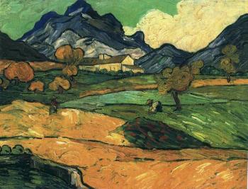 Vincent Van Gogh : Le Mont Gaussier with the Mas de Saint-Paul